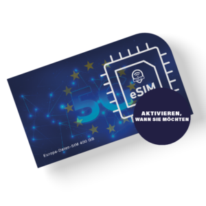 Roaming-eSIM Europa mit 400 GB Datenvolumen. 5G mit voller Geschwindigkeit, keine täglichen Begrenzungen, jederzeit aktivierbar.