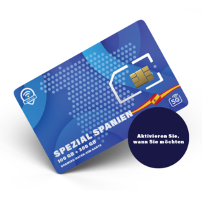 Roaming-SIM Spanien Special. 5G mit voller Geschwindigkeit, keine täglichen Begrenzungen, jederzeit aktivierbar.