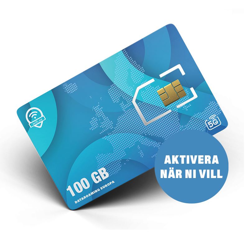 Roaming-SIM Europa – 5G. Aktivieren und wählen Sie 100 GB Datenvolumen, wann immer Sie möchten (kein Datentarif enthalten).