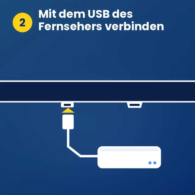Schritt 2: Der USB-Stecker des Adapters kommt in einen USB-Anschluss am Fernseher