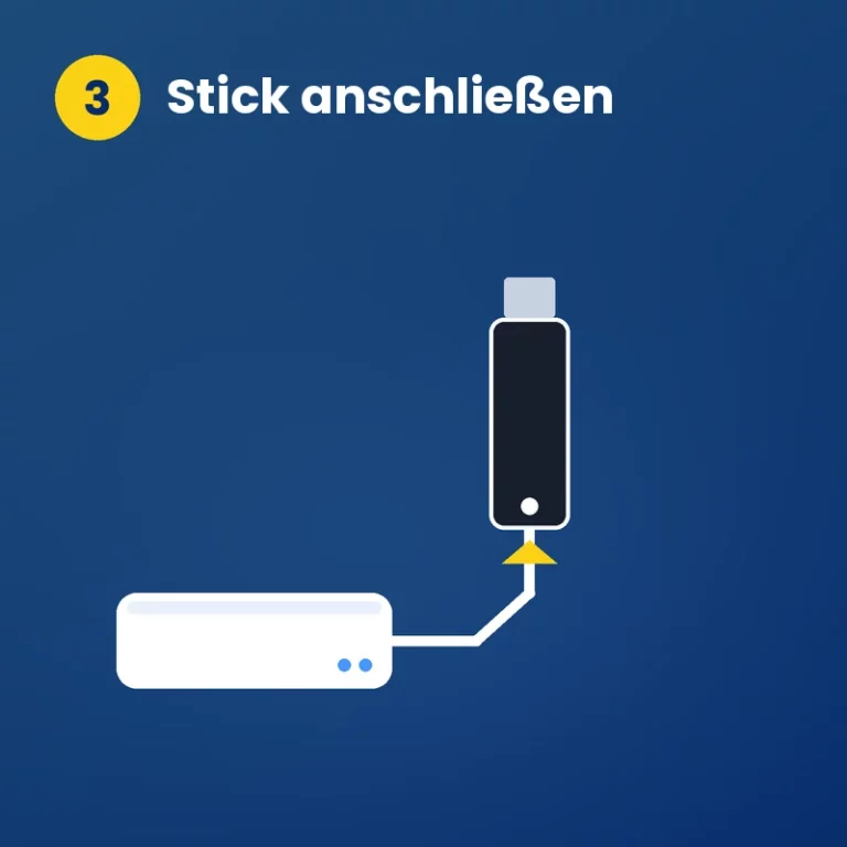 Schritt 3: Das Stromkabel des TV-Sticks wird mit dem Stromadapter verbunden