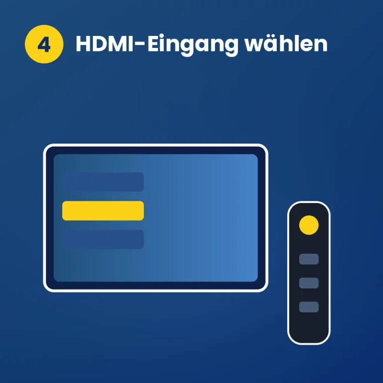 Schritt 4: Mit der Fernbedienung wird der richtige HDMI-Eingang gewählt