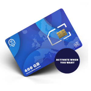 Roaming SIM Europe with 400 GB of data. Full-speed 5G, no daily limits, activate whenever you want.