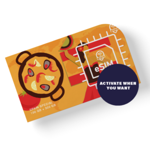 Roaming eSIM Spain Special: 100 GB roaming plus 300 GB in Spain, or 400 GB in Spain. Full-speed 5G, no daily limits, activate whenever you want.