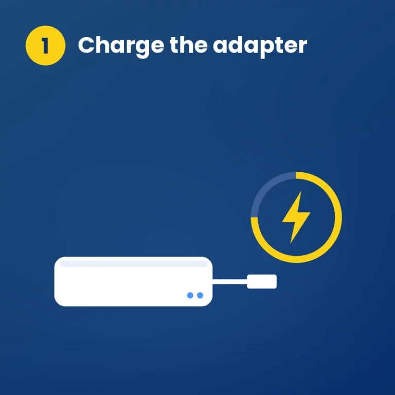 Step 1: the Wifi.se power adapter charges for about 60 minutes before first use