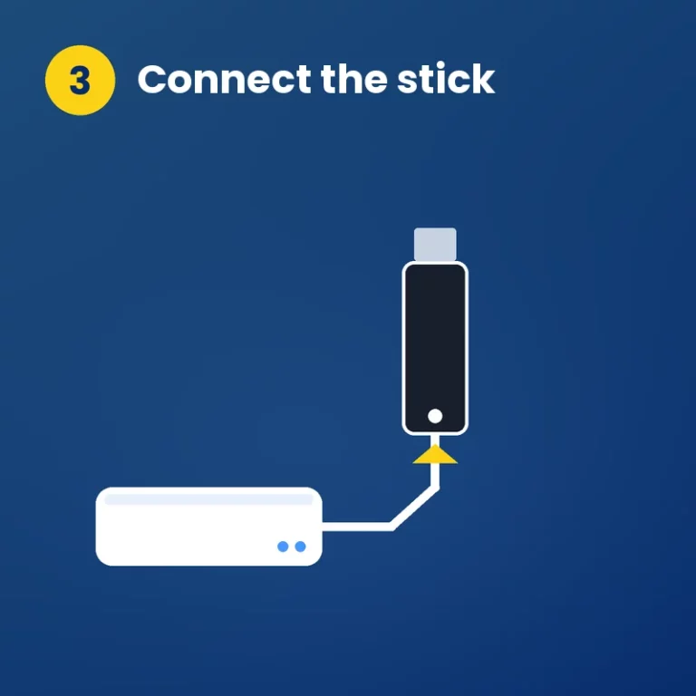 Step 3: the TV stick's power cable connects to the power adapter