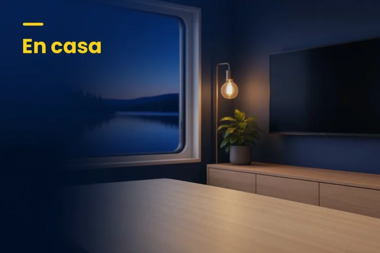 Salón con televisor de pared y un cable menos hasta el enchufe