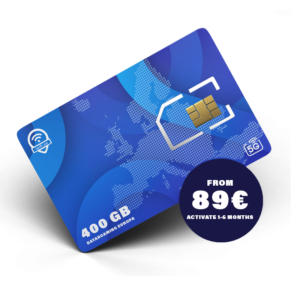 Alternative view of Roaming SIM Europe with 400 GB of data. Full-speed 5G, no daily limits, activate whenever you want.