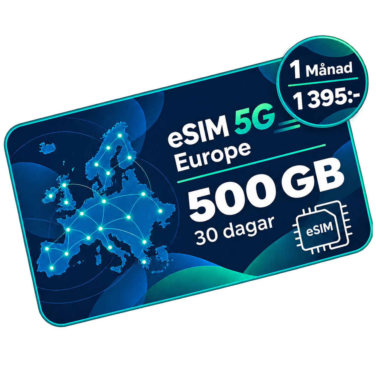 eSIM roamingowy Europa – 500 GB transmisji danych 5G – 1 miesiąc