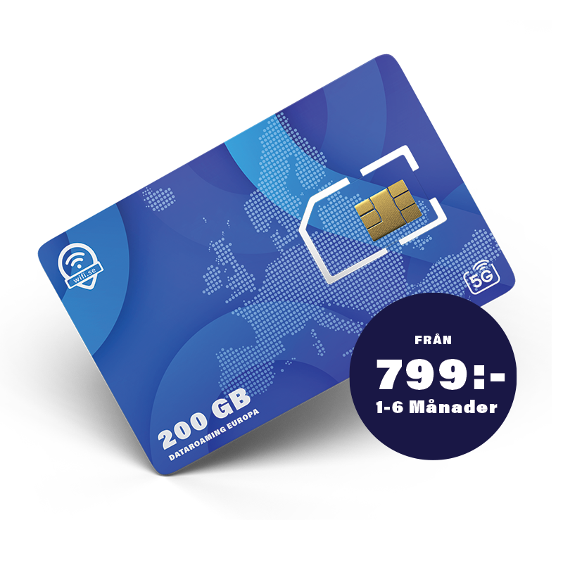 SIM roamingowy Europa – 4G/5G. Aktywuj i wybierz 200 GB transmisji danych, kiedy chcesz (pakiet danych nie jest dołączony).