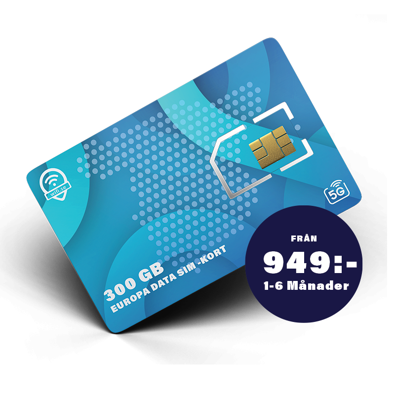 SIM roamingowy Europa – 5G. Aktywuj i wybierz 300 GB transmisji danych, kiedy chcesz (pakiet danych nie jest dołączony).