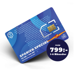 Alternative view of Roaming SIM Spanien Special. Ingen dataplan ingår. 5G full speed, inga dagliga begränsningar, aktivera när du vill.