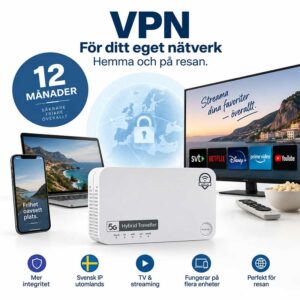 VPN för ditt eget nätverk – hemma och på resan. Få svensk IP-adress utomlands, bättre integritet och använd VPN på TV, mobil, dator och kompatibla routrar.